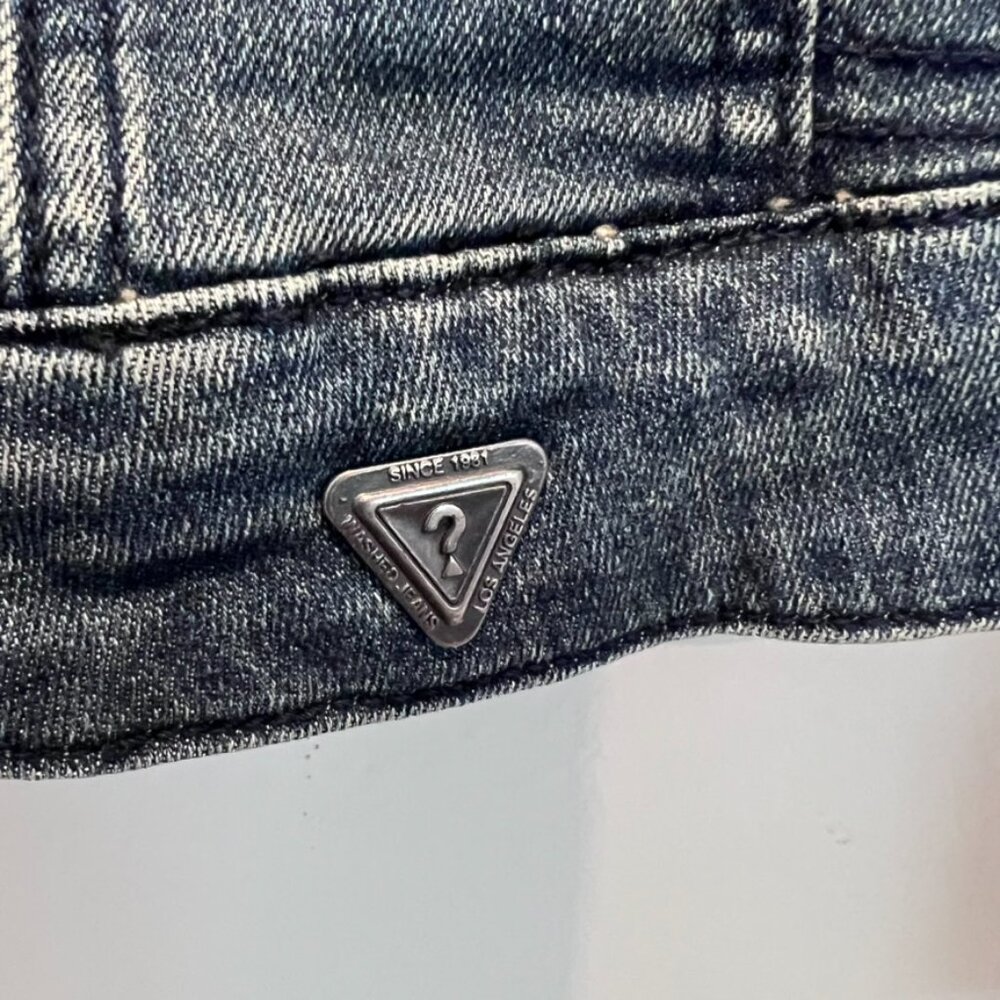 GUESS Rigby ribbed denim jean moto jacket sz Small - Picture 2 of 7